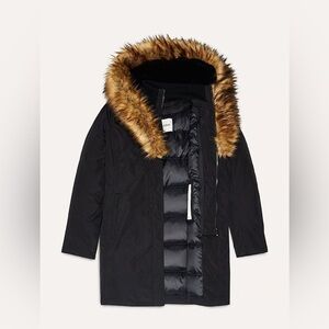 Aritzia Babaton Julian Black Parka with Faux Fur Trim